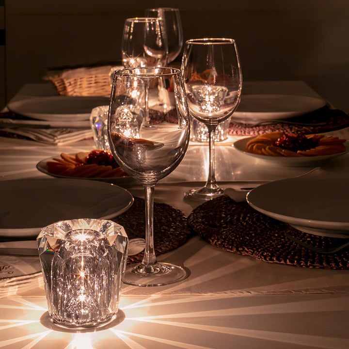 Rechargeable Crystal Glass Table Lamp | Cordless, Three Cuts