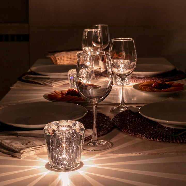 Rechargeable Crystal Glass Table Lamp | Cordless, Three Cuts