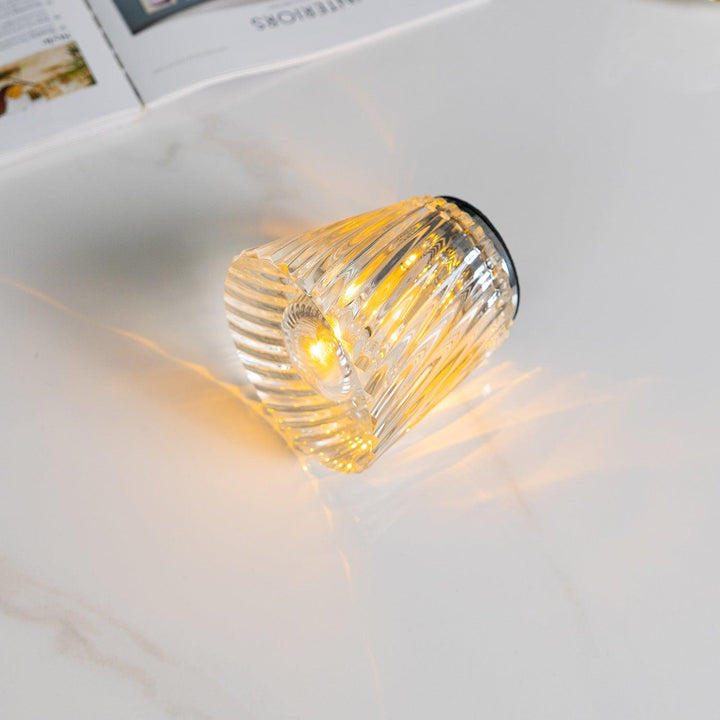 Rechargeable Crystal Glass Table Lamp | Cordless, Three Cuts