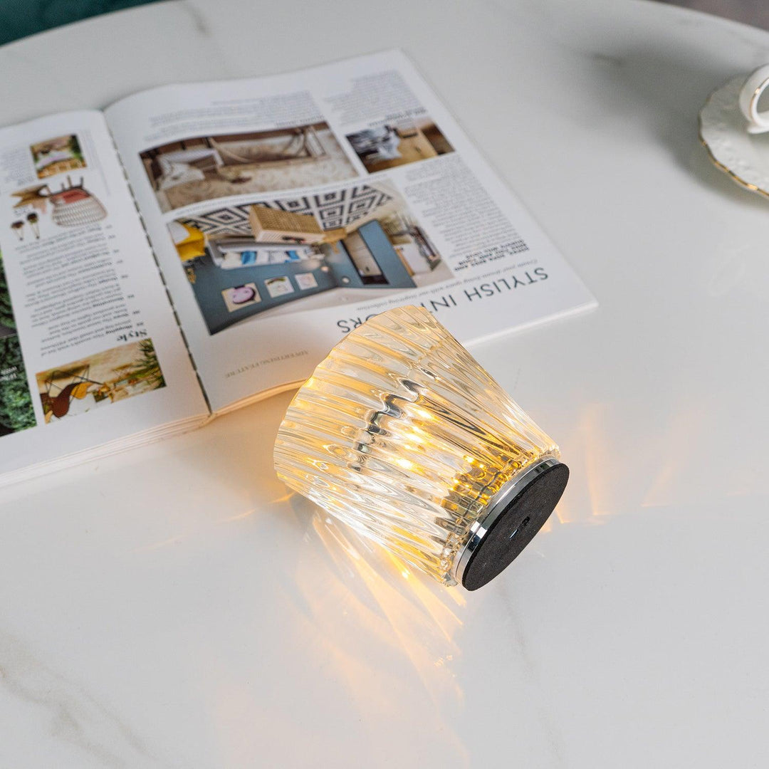 Rechargeable Crystal Glass Table Lamp | Cordless, Three Cuts