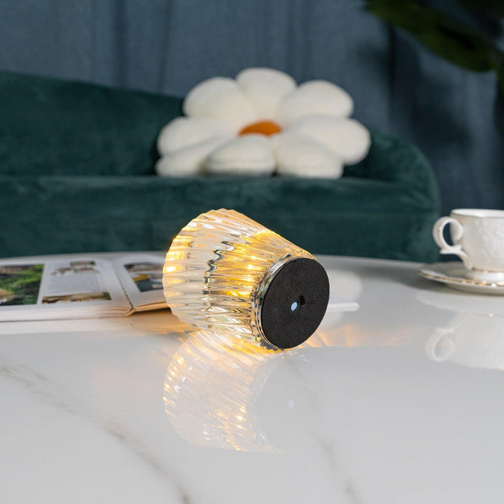 Rechargeable Crystal Glass Table Lamp | Cordless, Three Cuts
