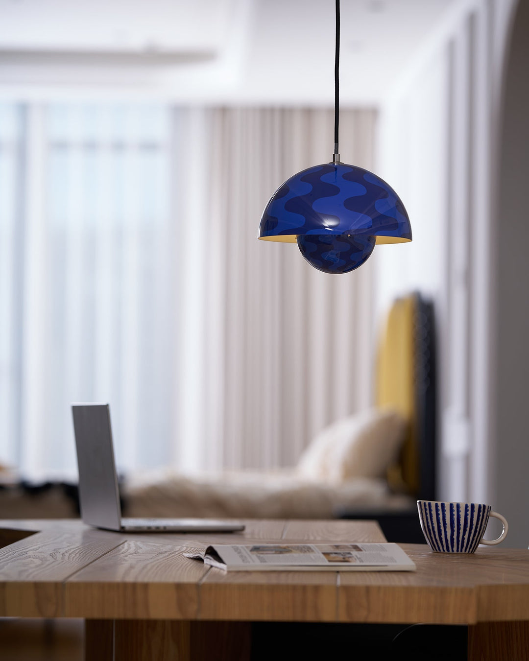 Dome Shade Pendant Light With Floating Globe Diffuser