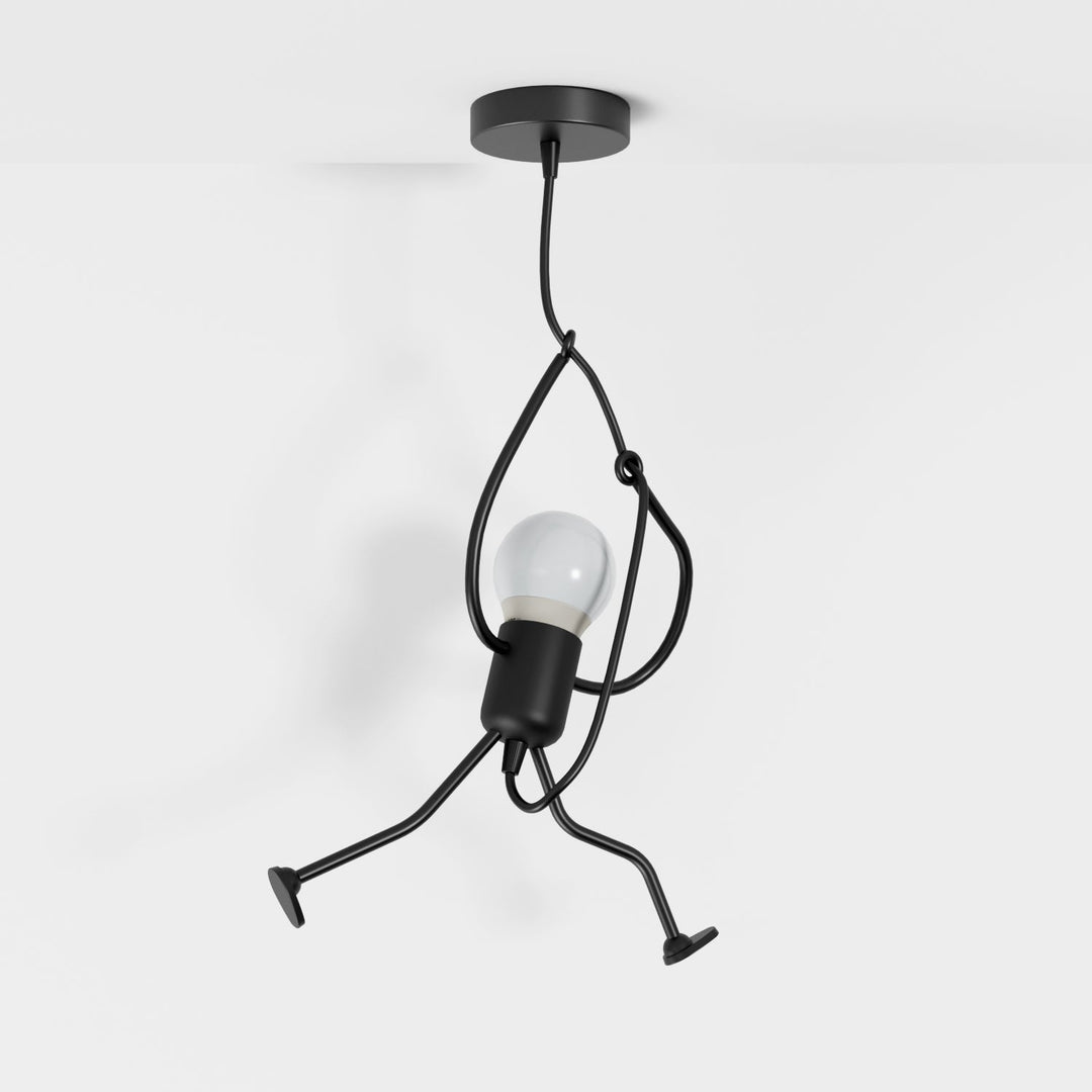 Climbing Figure Pendant Light | Black Wrought Iron, 1 or 3 Lights