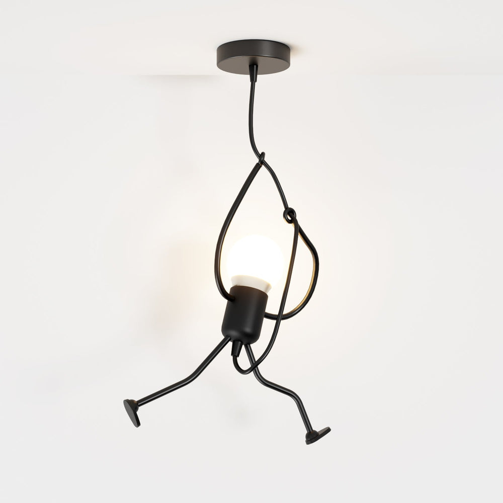 Climbing Figure Pendant Light | Black Wrought Iron, 1 or 3 Lights