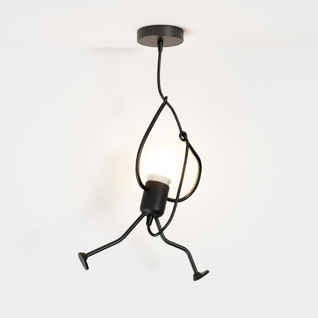 Climbing Figure Pendant Light | Black Wrought Iron, 1 or 3 Lights