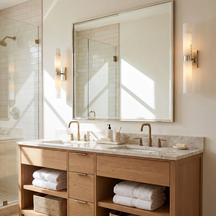 Dani Modern Alabaster Double Tube Wall Sconce