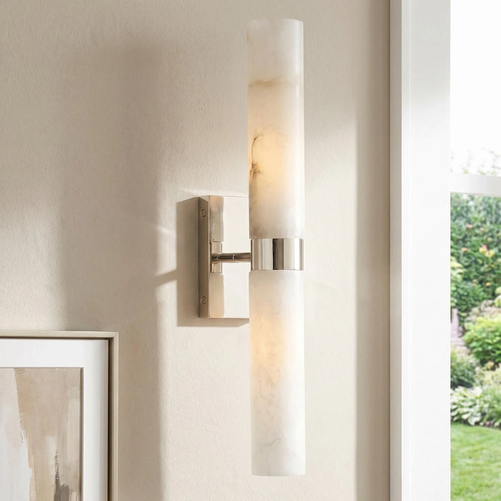 Dani Modern Alabaster Double Tube Wall Sconce