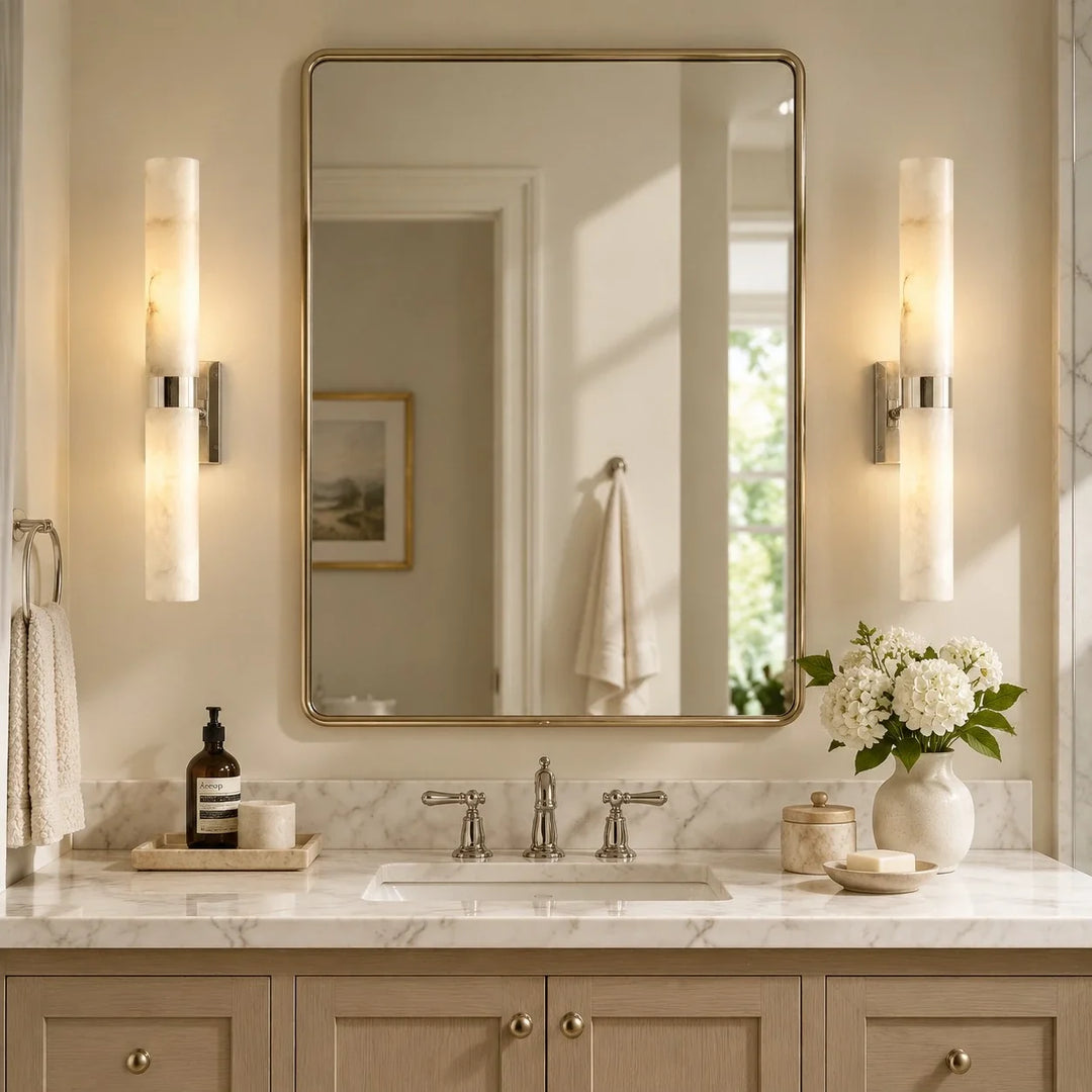 Dani Modern Alabaster Double Tube Wall Sconce