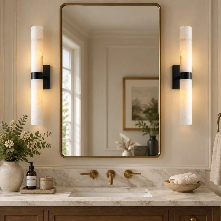 Dani Modern Alabaster Double Tube Wall Sconce