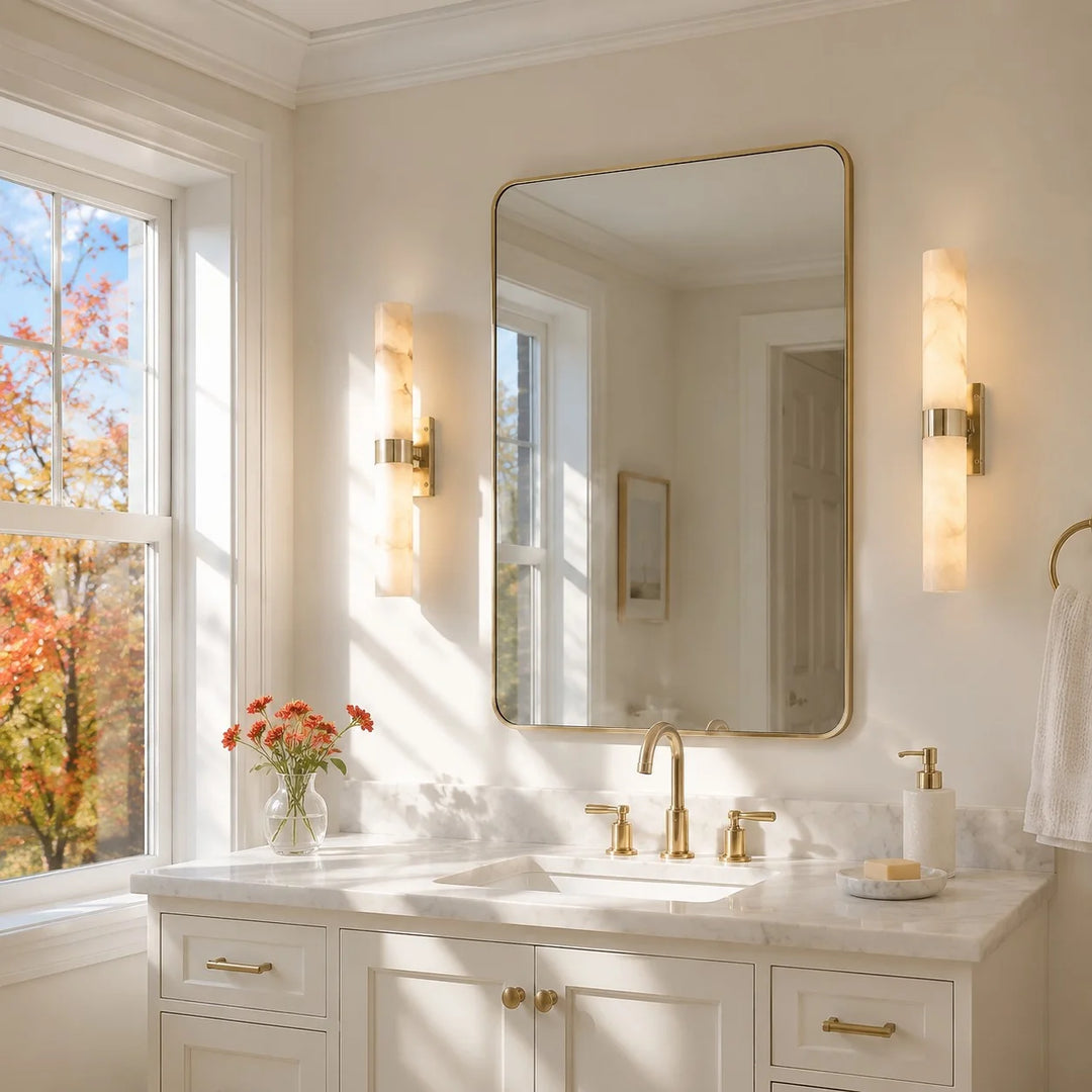 Dani Modern Alabaster Double Tube Wall Sconce