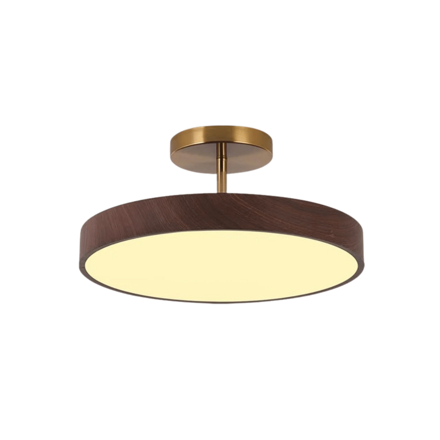 Scandinavian Wood Effect Ceiling Light with Brass Frame – image 2