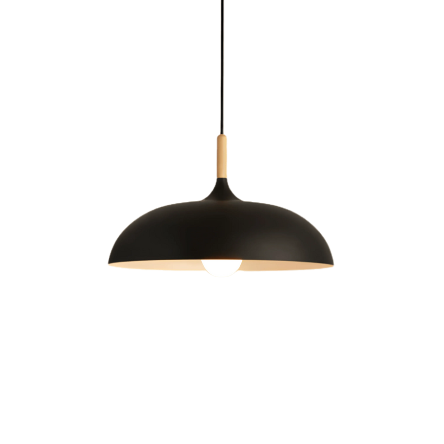 Minimalist Wood and Aluminium Dome Pendant Light – image 3