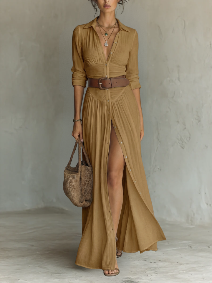 Women's Long-Sleeve Collared Summer Dress – image 4