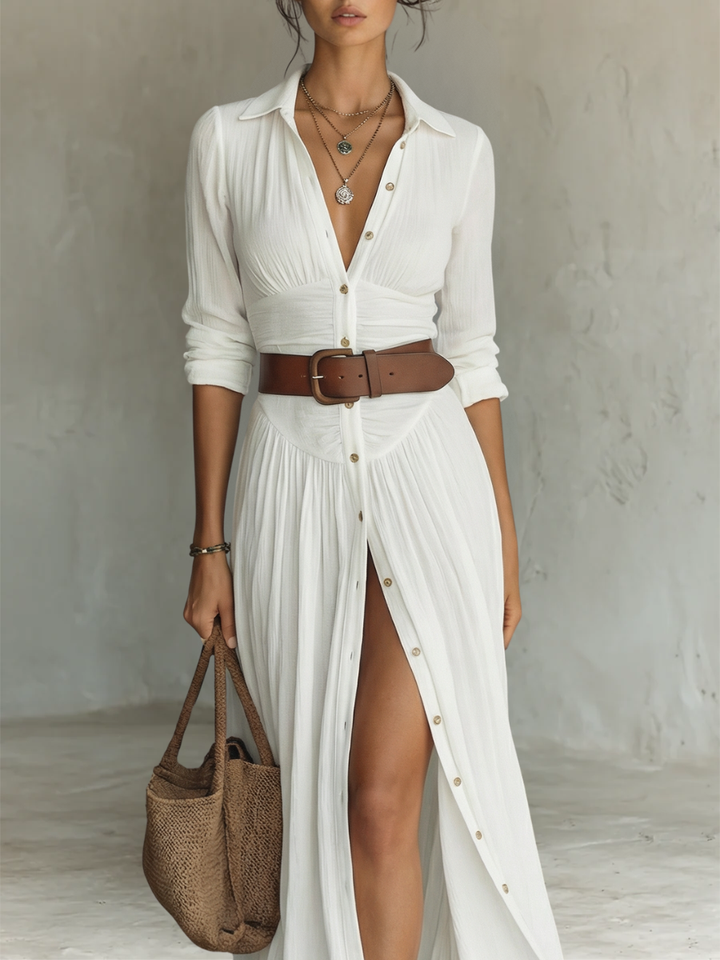 Women's Long-Sleeve Collared Summer Dress – image 6