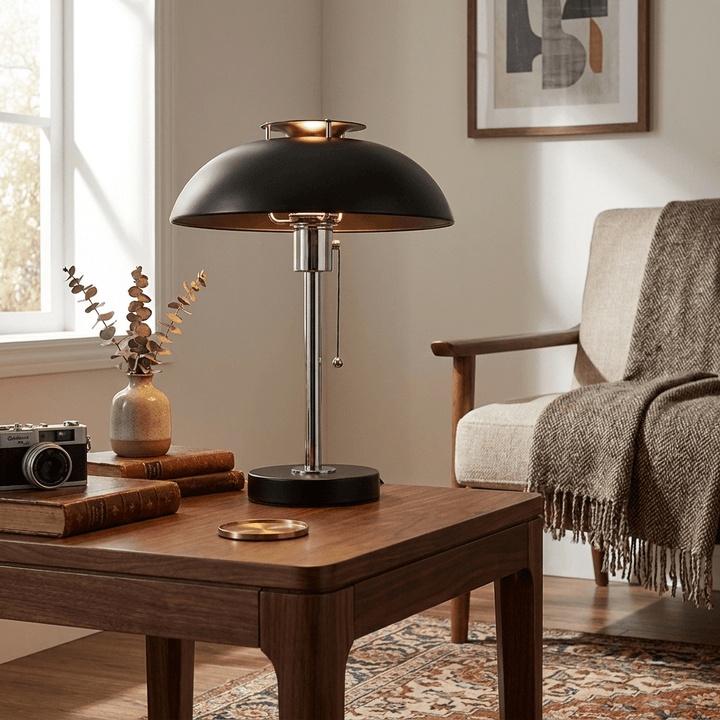 Chrome Mushroom Table Lamp | Metal Dome, Four Colours