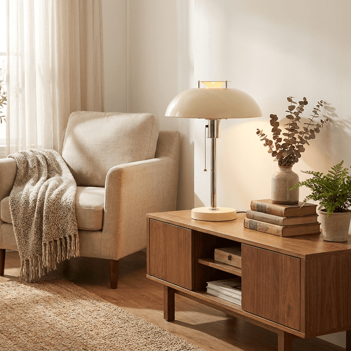 Chrome Mushroom Table Lamp | Metal Dome, Four Colours