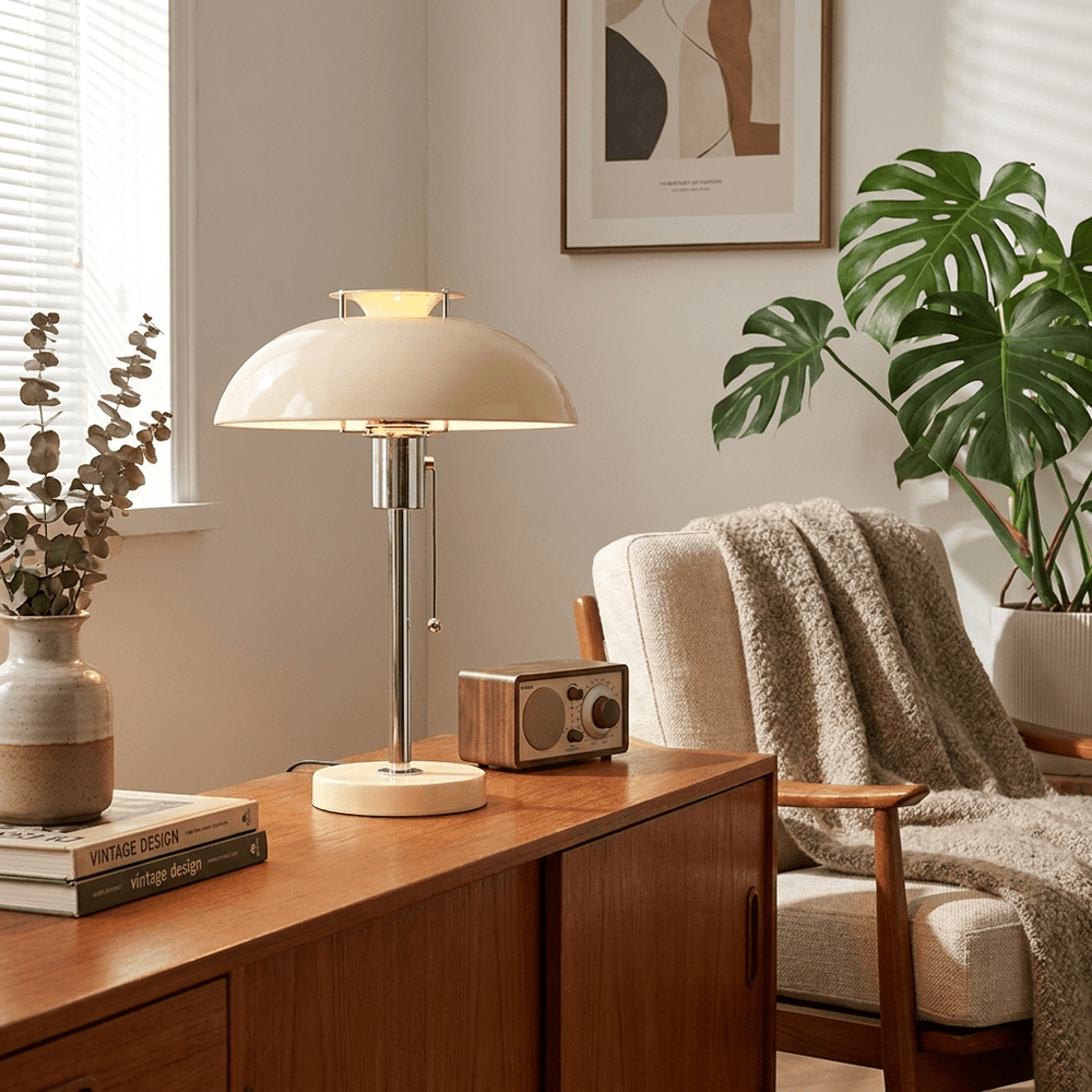 Chrome Mushroom Table Lamp | Metal Dome, Four Colours