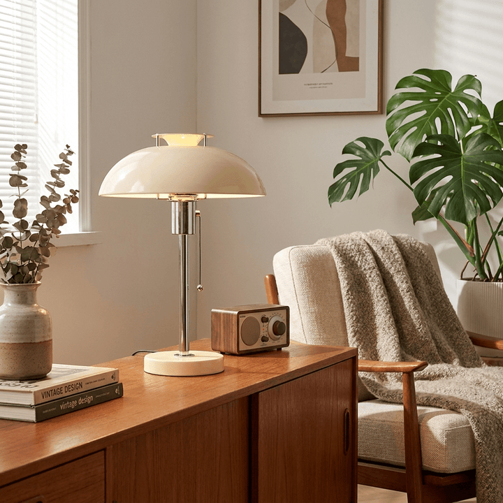 Chrome Mushroom Table Lamp | Metal Dome, Four Colours