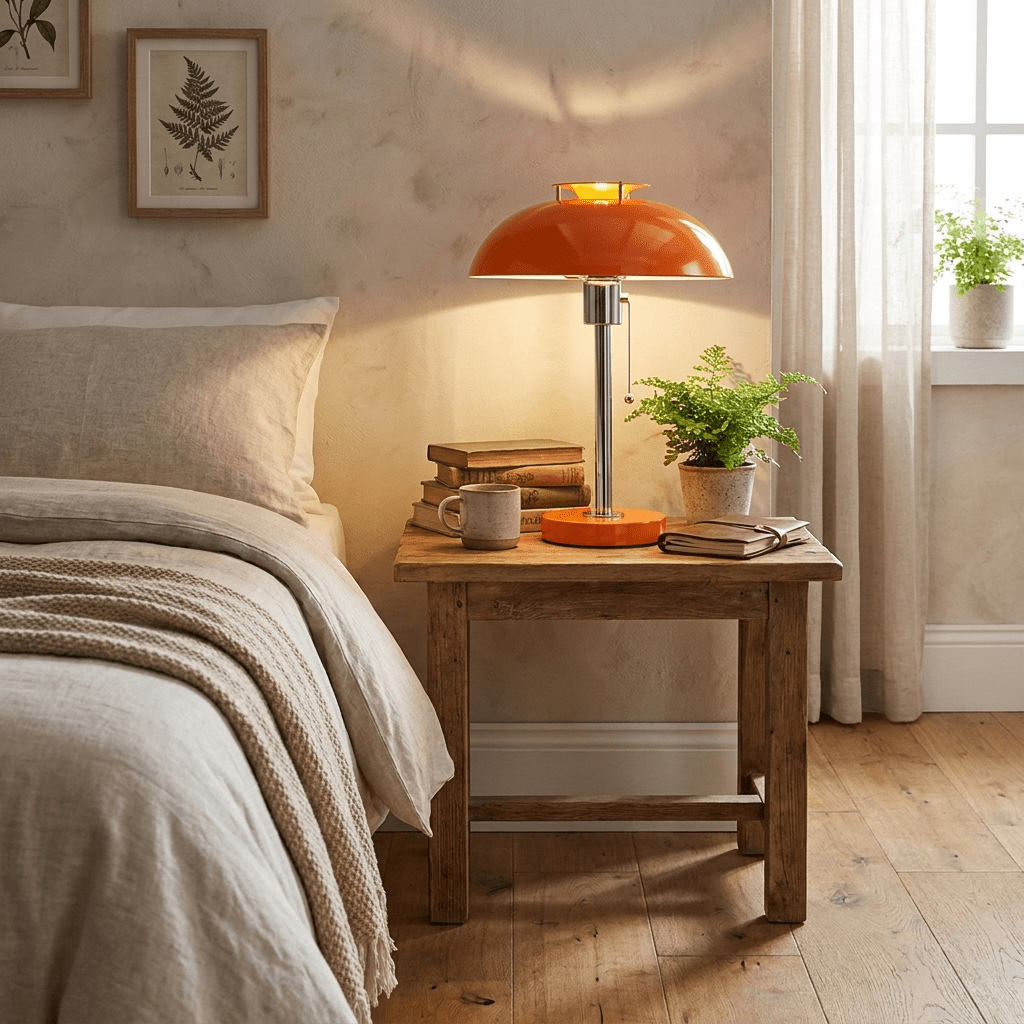 Chrome Mushroom Table Lamp | Metal Dome, Four Colours