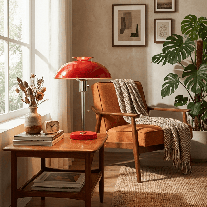 Chrome Mushroom Table Lamp | Metal Dome, Four Colours