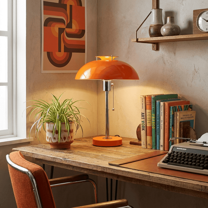 Chrome Mushroom Table Lamp | Metal Dome, Four Colours