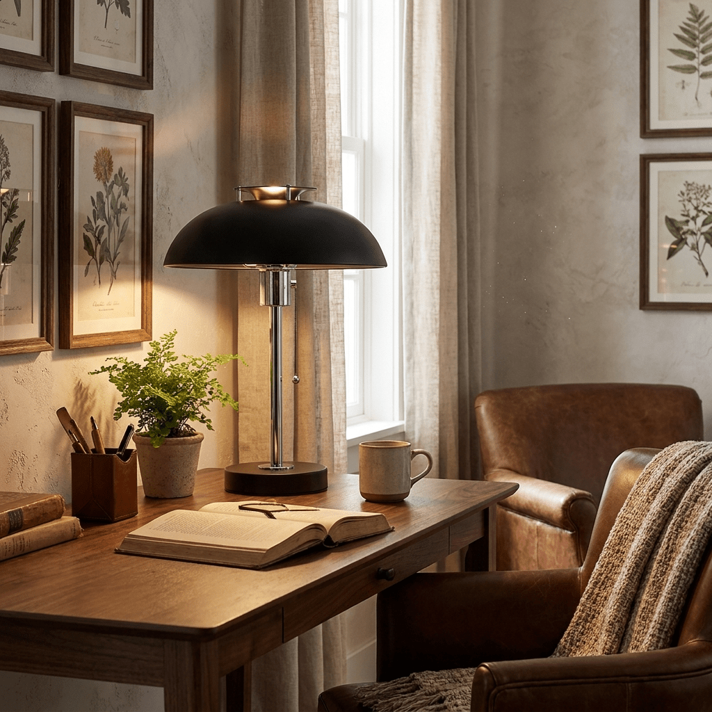Chrome Mushroom Table Lamp | Metal Dome, Four Colours