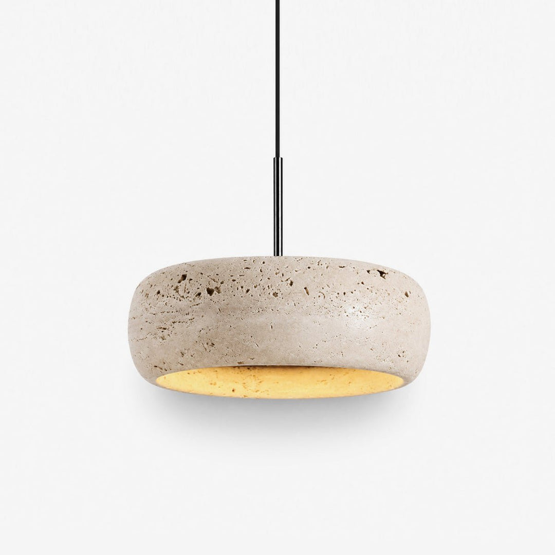 Travertine Ring Pendant Light | Black Downrod, 1 to 3 Heads