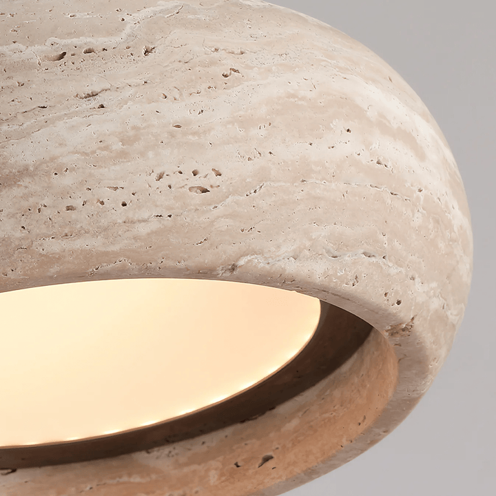 Travertine Ring Pendant Light | Black Downrod, 1 to 3 Heads
