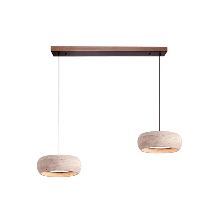 Travertine Ring Pendant Light | Black Downrod, 1 to 3 Heads