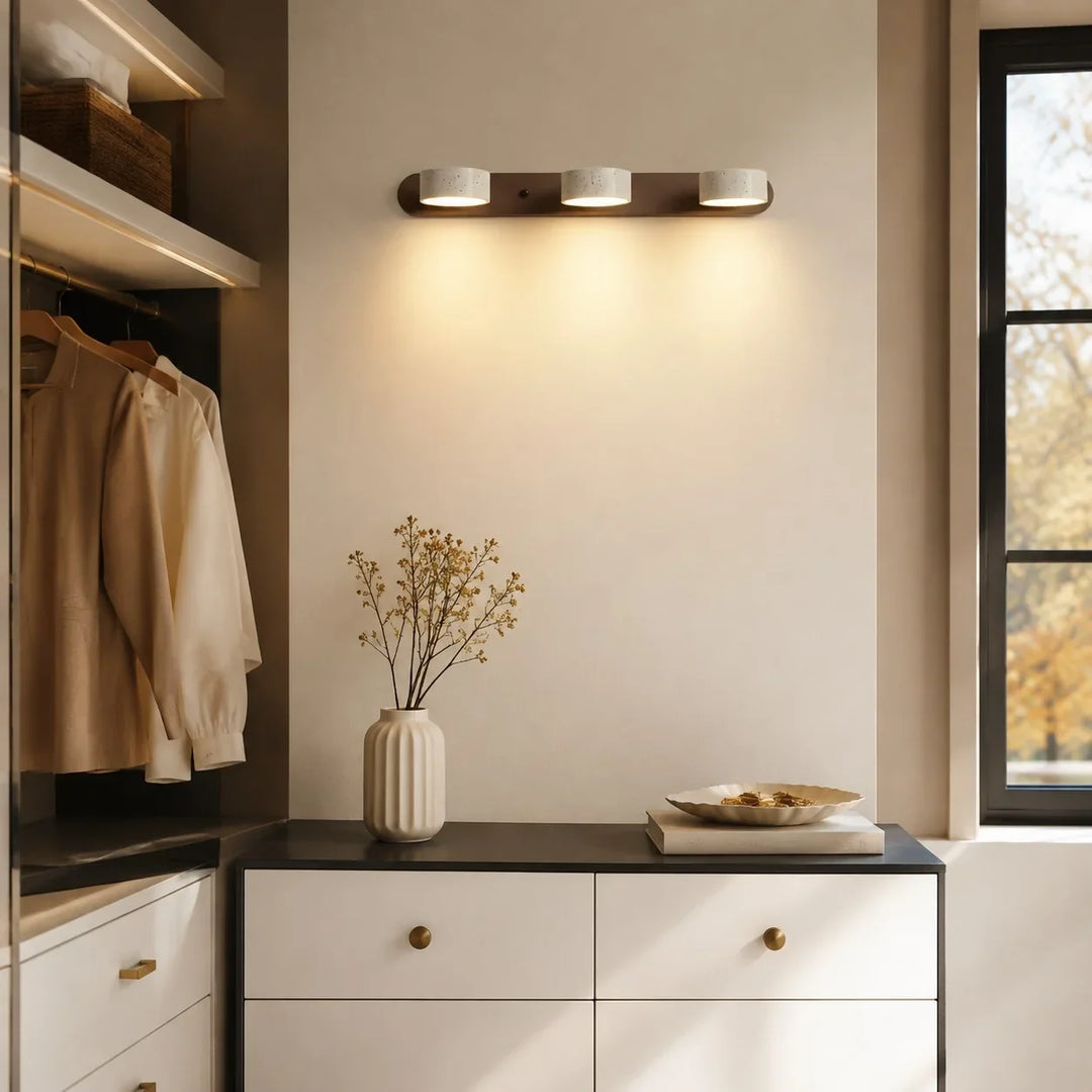 Elias Rustic Adjustable Travertine Wood Wall Sconce