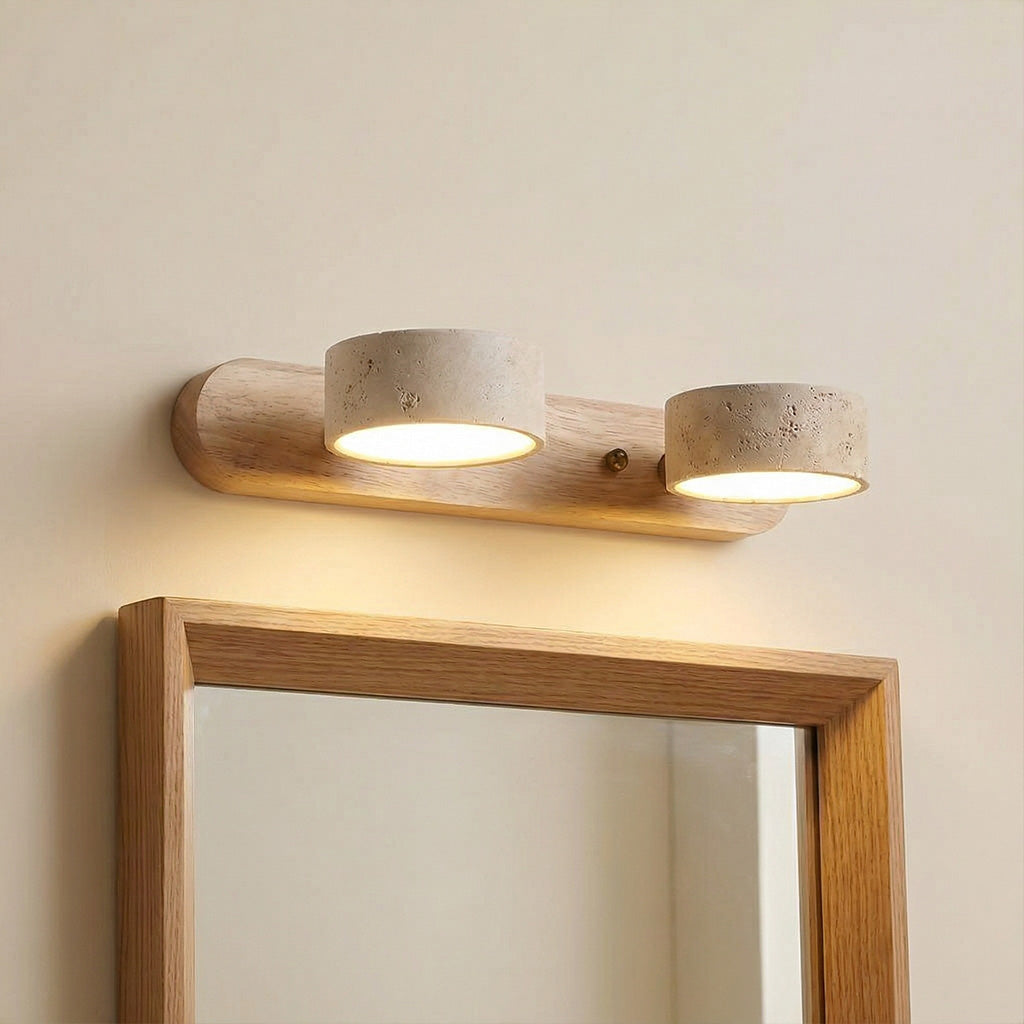 Elias Rustic Adjustable Travertine Wood Wall Sconce