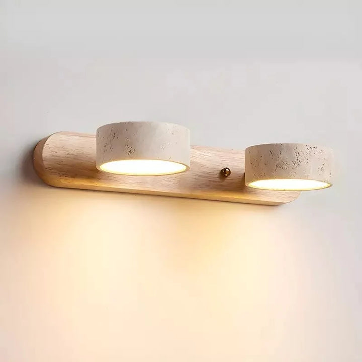 Elias Rustic Adjustable Travertine Wood Wall Sconce