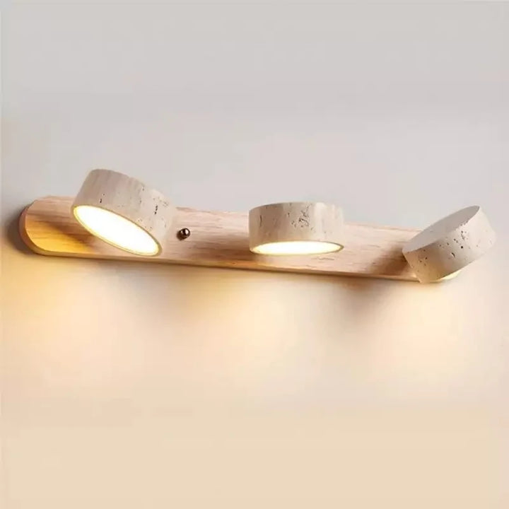 Elias Rustic Adjustable Travertine Wood Wall Sconce