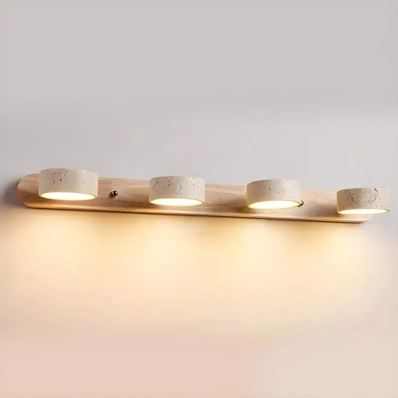 Elias Rustic Adjustable Travertine Wood Wall Sconce