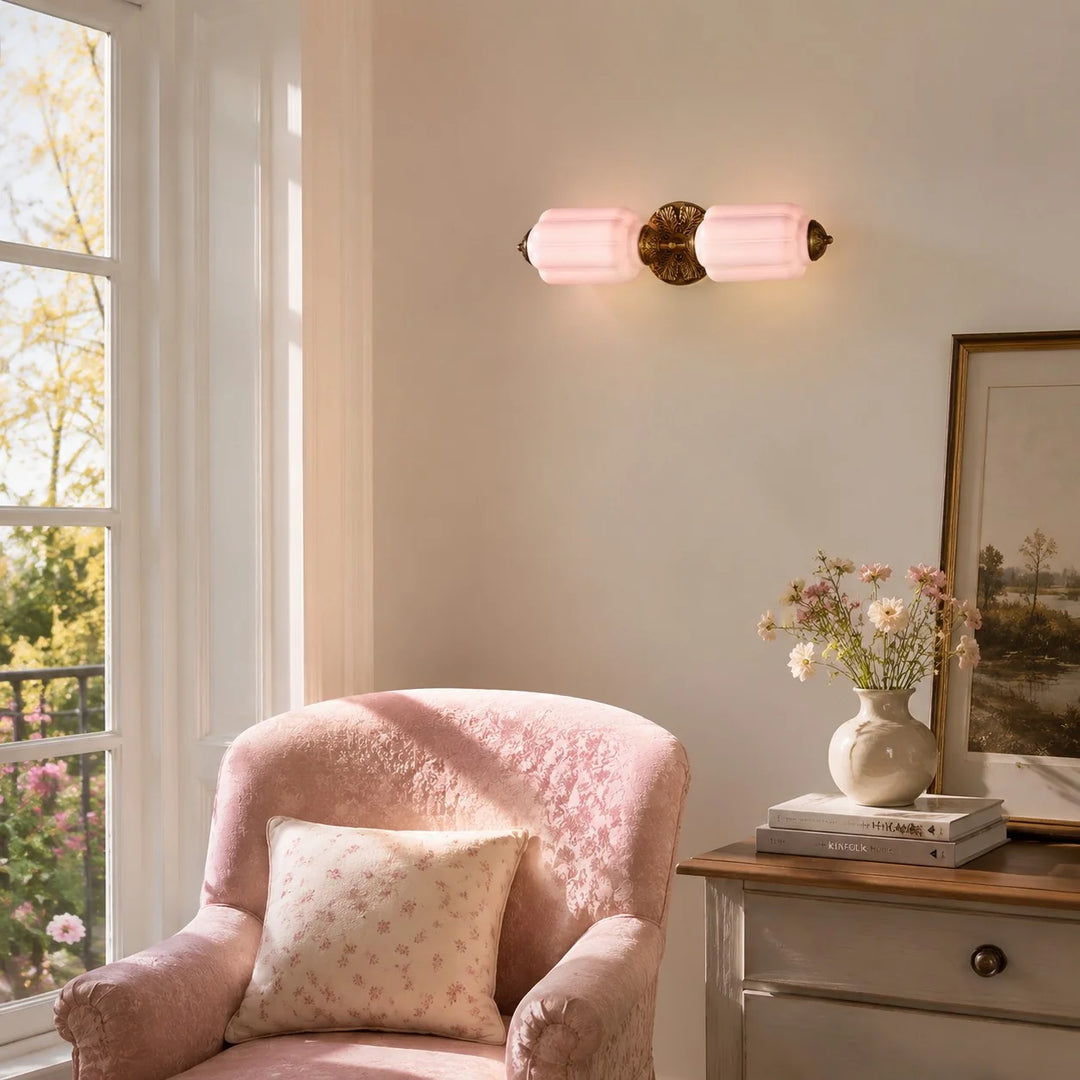 Vintage Art Deco Milk Glass Eloise Vanity Light Fixture