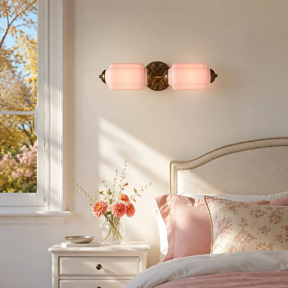 Vintage Art Deco Milk Glass Eloise Vanity Light Fixture