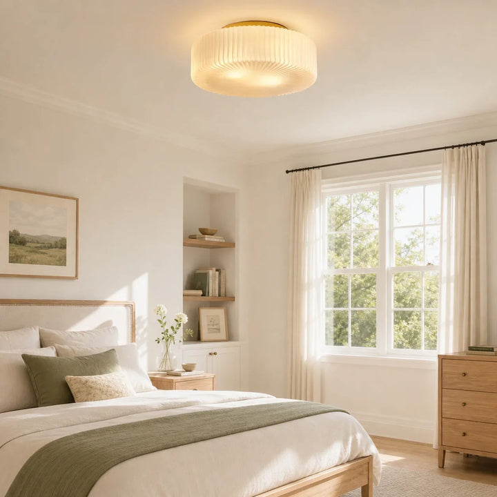 Elowen Modern Opaline Ribbed Glass Ceiling Lamp