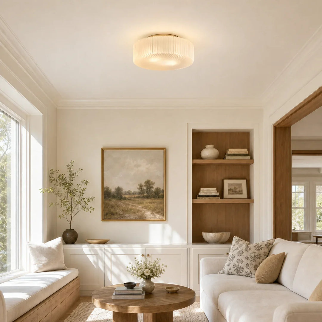 Elowen Modern Opaline Ribbed Glass Ceiling Lamp