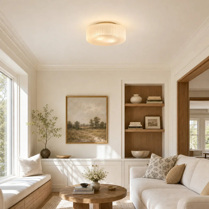 Elowen Modern Opaline Ribbed Glass Ceiling Lamp