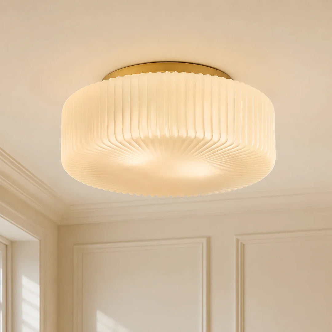 Elowen Modern Opaline Ribbed Glass Ceiling Lamp