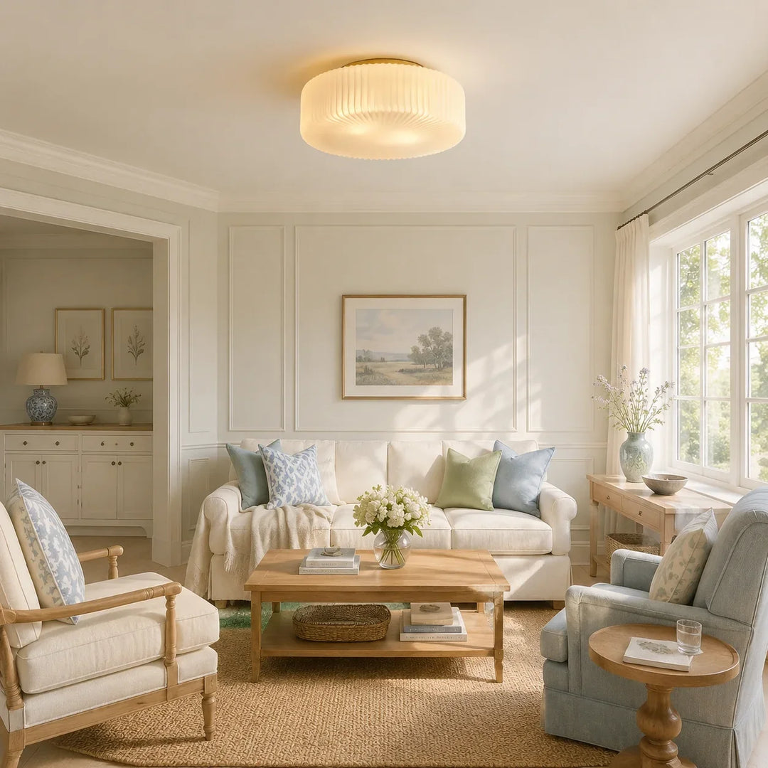 Elowen Modern Opaline Ribbed Glass Ceiling Lamp