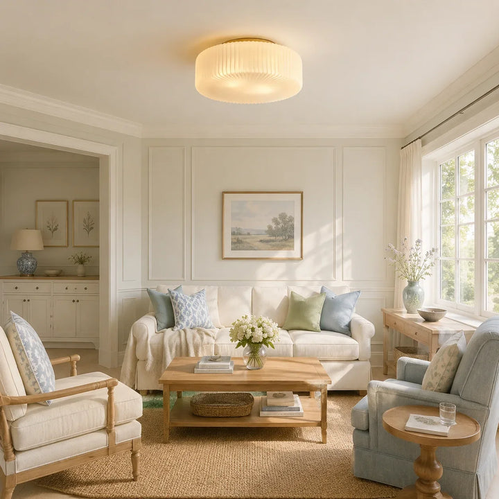 Elowen Modern Opaline Ribbed Glass Ceiling Lamp