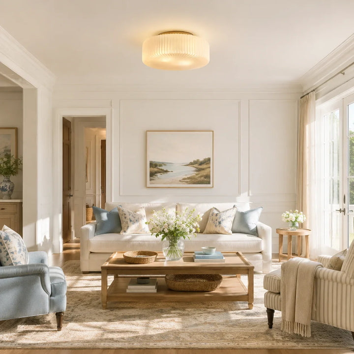 Elowen Modern Opaline Ribbed Glass Ceiling Lamp