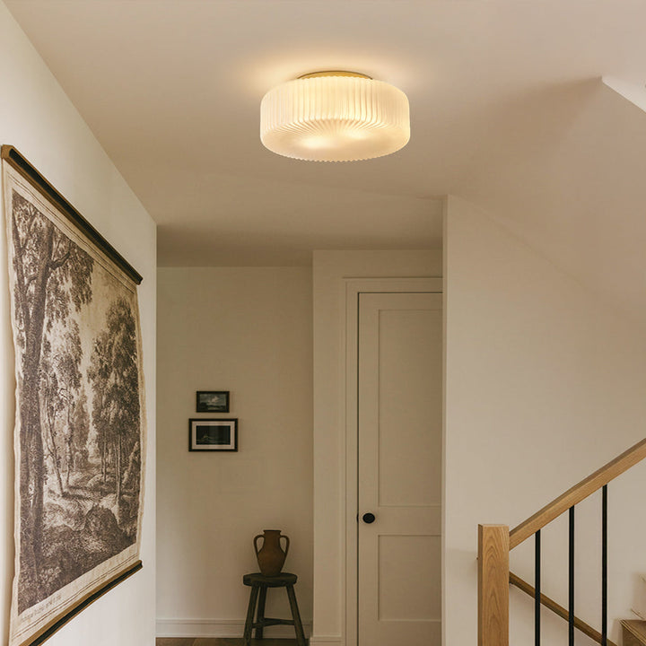Elowen Modern Opaline Ribbed Glass Ceiling Lamp