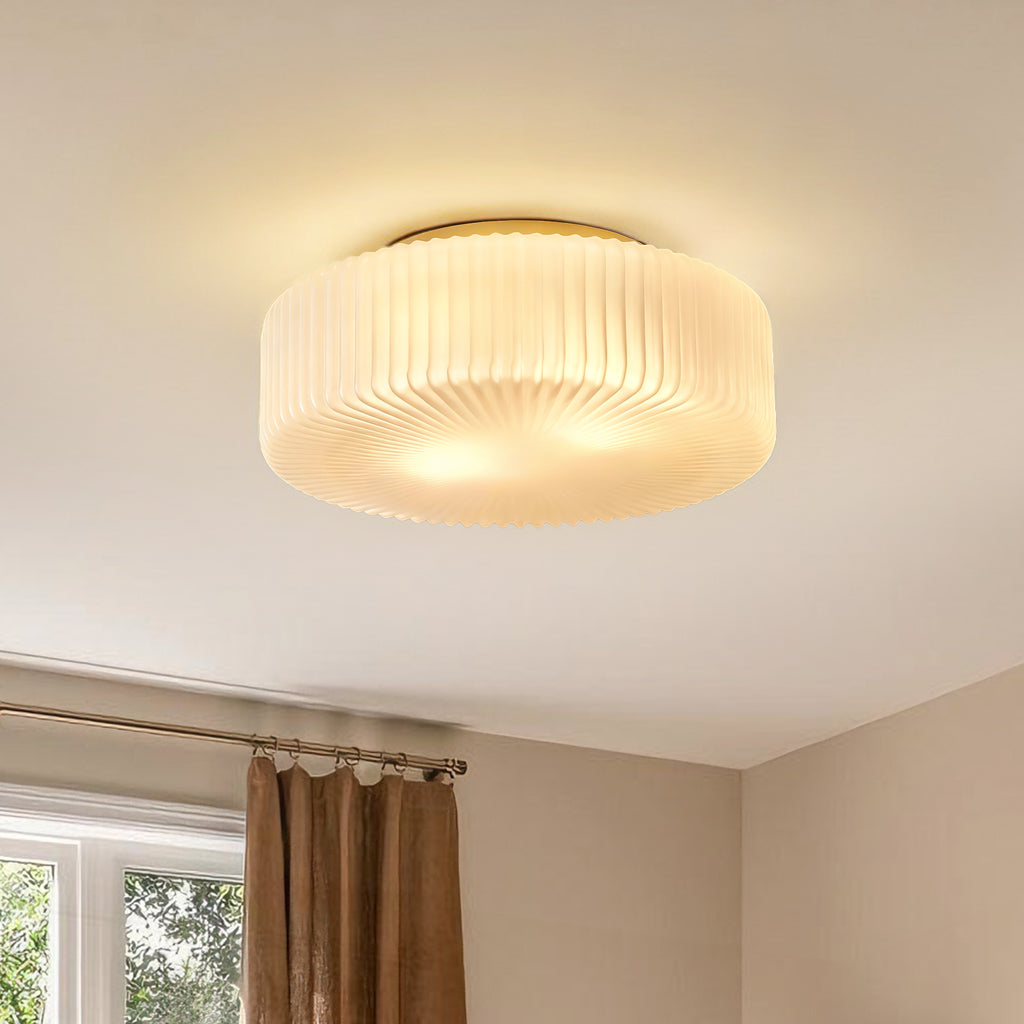 Elowen Modern Opaline Ribbed Glass Ceiling Lamp