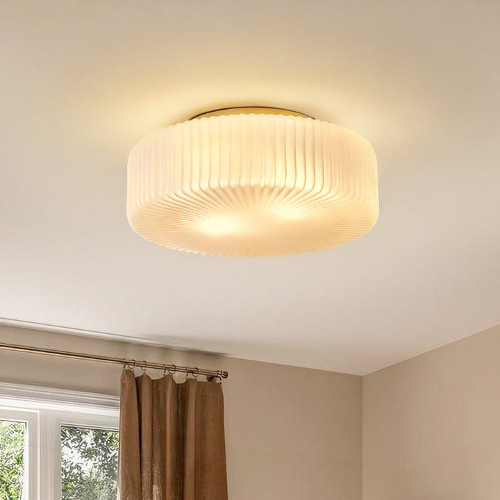 Elowen Modern Opaline Ribbed Glass Ceiling Lamp