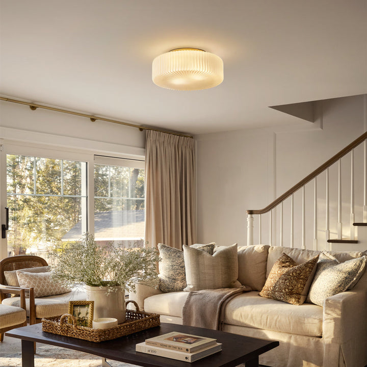 Elowen Modern Opaline Ribbed Glass Ceiling Lamp
