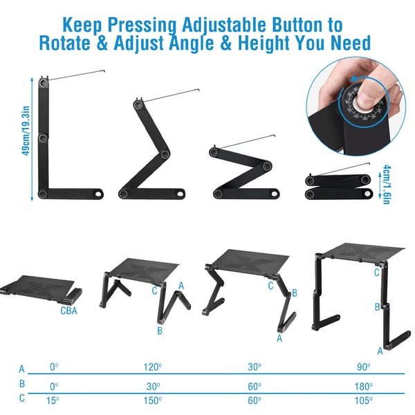 Adjustable Laptop Table | Folding Legs and Mouse Pad