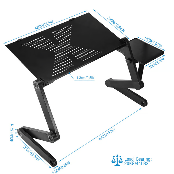 Adjustable Laptop Table | Folding Legs and Mouse Pad