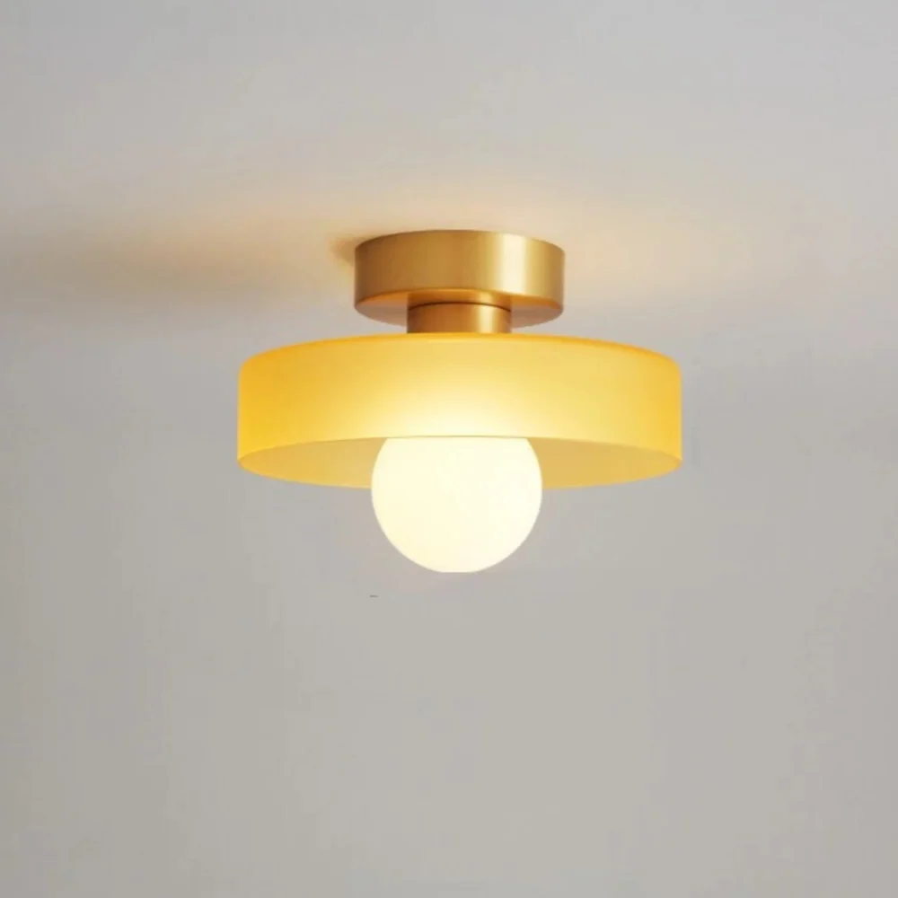 Ezra Modern Stained Glass Orb Disc Ceiling Lamp